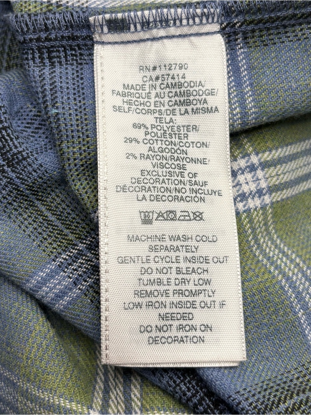 True Religion Plaid Flannel Shirt Horseshoe Logo Rhinestone Back Small - Picture 10 of 14